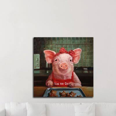 &Gingerbread Pigs& by Lucia Heffernan - Wrapped Canvas Painting Print Trinx Size: 30x22 H x 30x22 W x 1.5x22 D EJJ0_D5FGM12