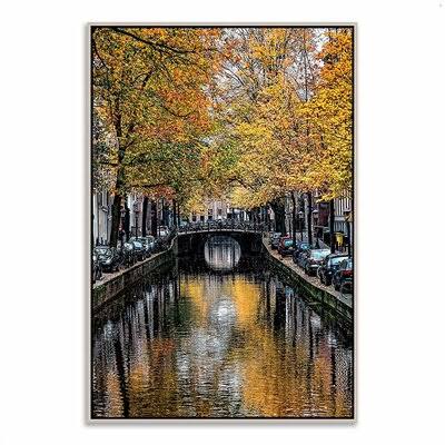 &Canal Reflections& Framed Graphic Art Print Winston Porter Format: Silver Floater Framed, Size: 36x22 H x 24x22 W x 1.5x22 D EUT9_O3IWT43